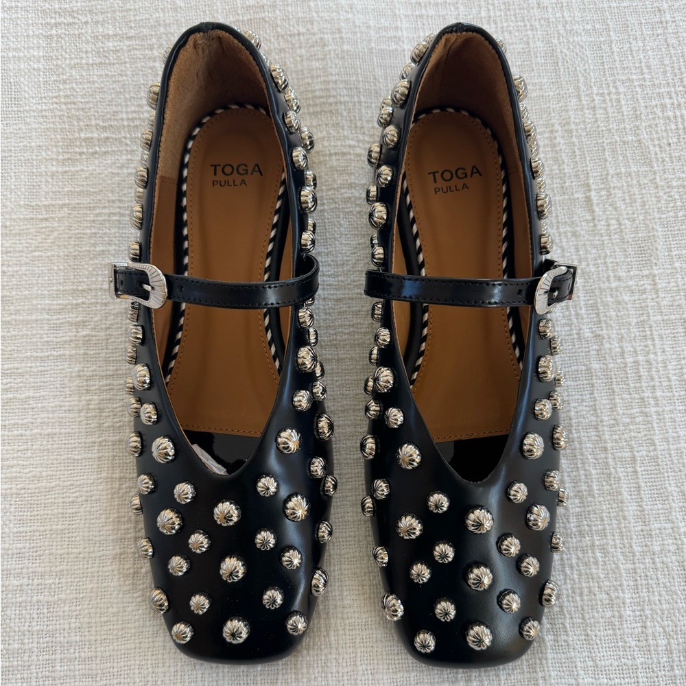 TOGA Pulla Black Studded Mary Jane Loafers - Picture 2 of 8